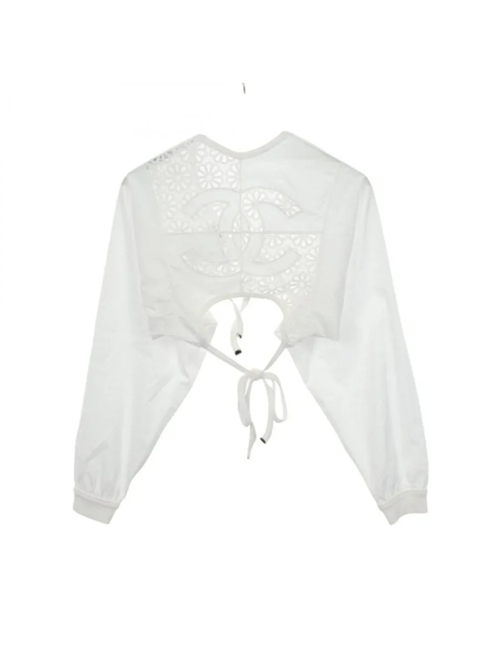 Chanel Blouse CC Logo Floral Lace Cropped Cotton